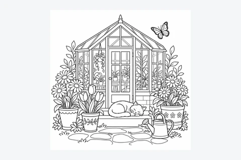 Greenhouse garden coloring page