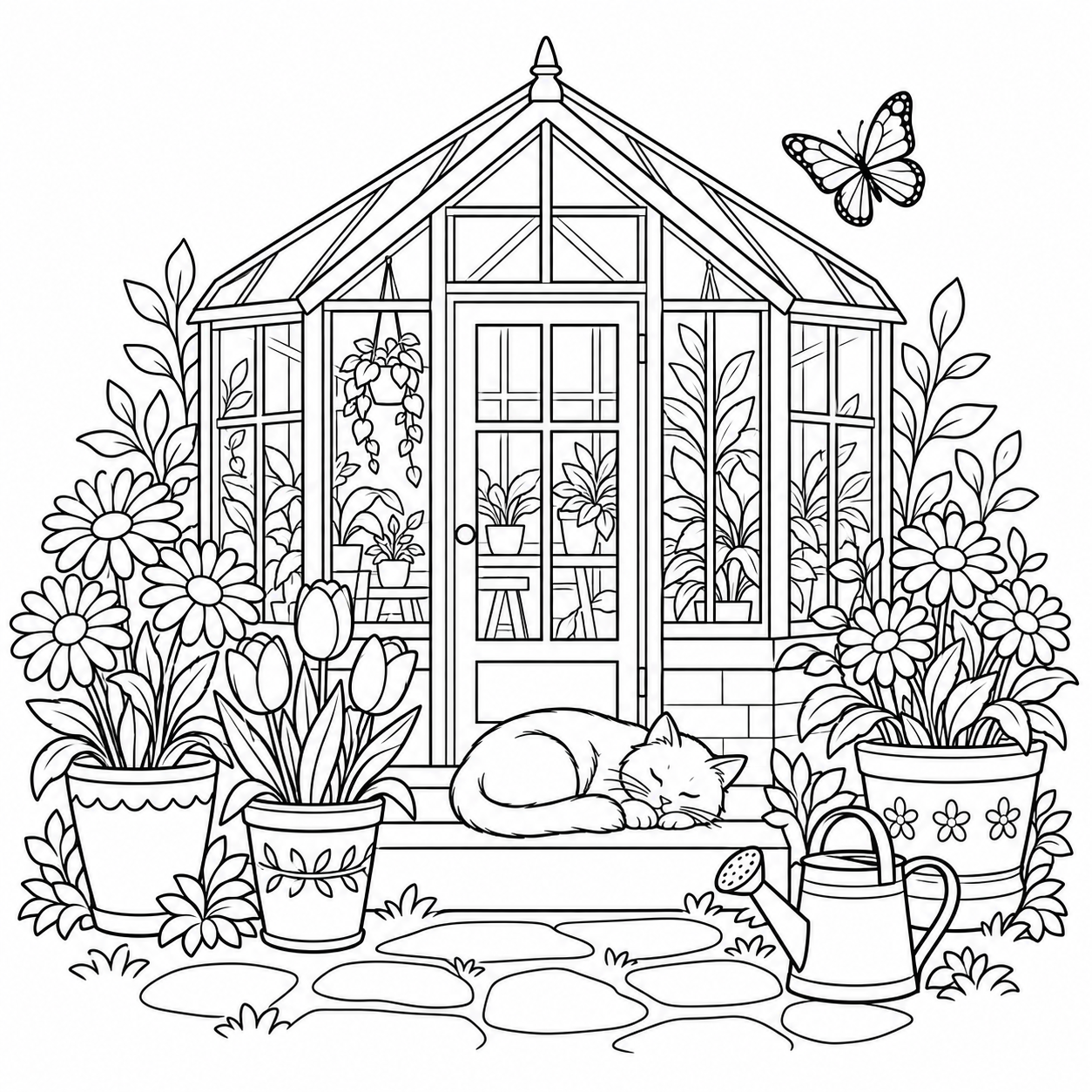 Greenhouse garden coloring page