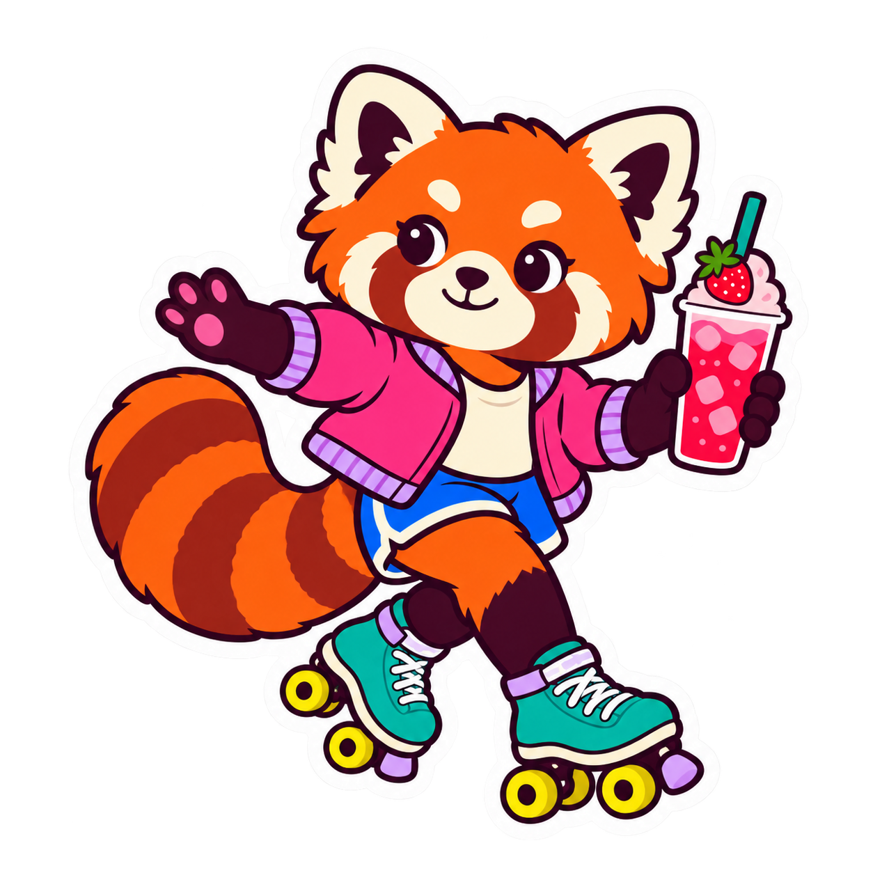 Roller-skating red panda