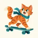 Skateboarding cat